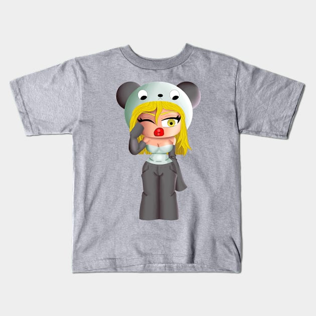 Kawaii Panda Girl Kids T-Shirt by cmjshop